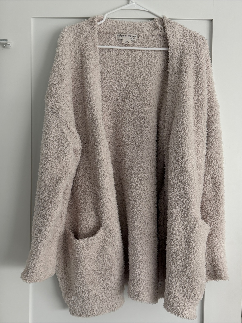 Barefoot Dreams Beige Plush Open Front Cardigan S/M Cozy Sweater